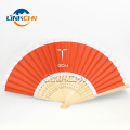 Promotional bamboo paper hand fan for gift in custom logo